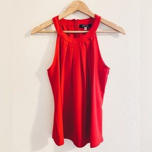 Red Chiffon Sheer Sleeveless Blouse